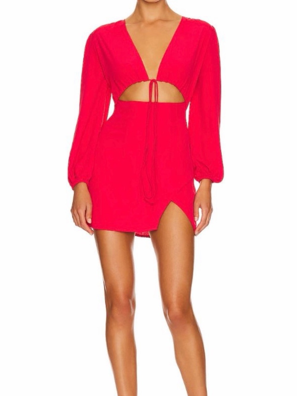 Superdown Cut Out Dress Red Ruched Mini Dress Size Small Like New